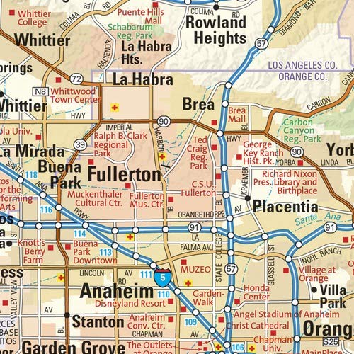Los Angeles, California Wall Map, Large - 43" X 29" Matte Plastic #TOP1