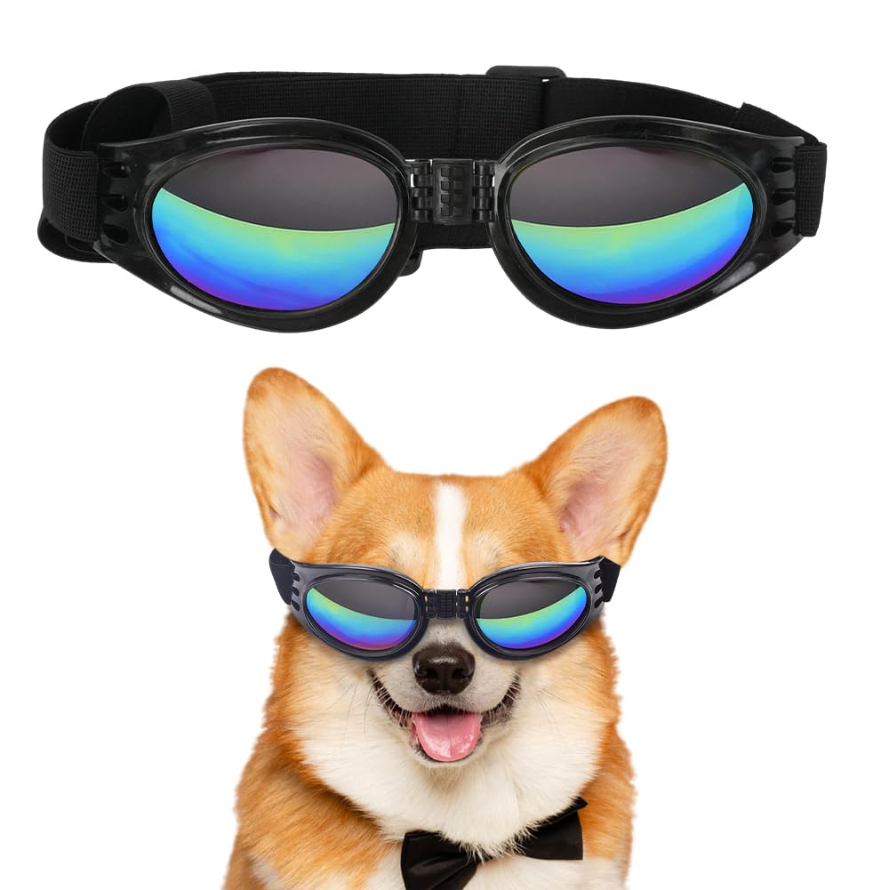 Occhiali da sole per cani, occhiali da sole antivento anti-appannamento e protezione UV per gatti e cani di piccola taglia (nero)