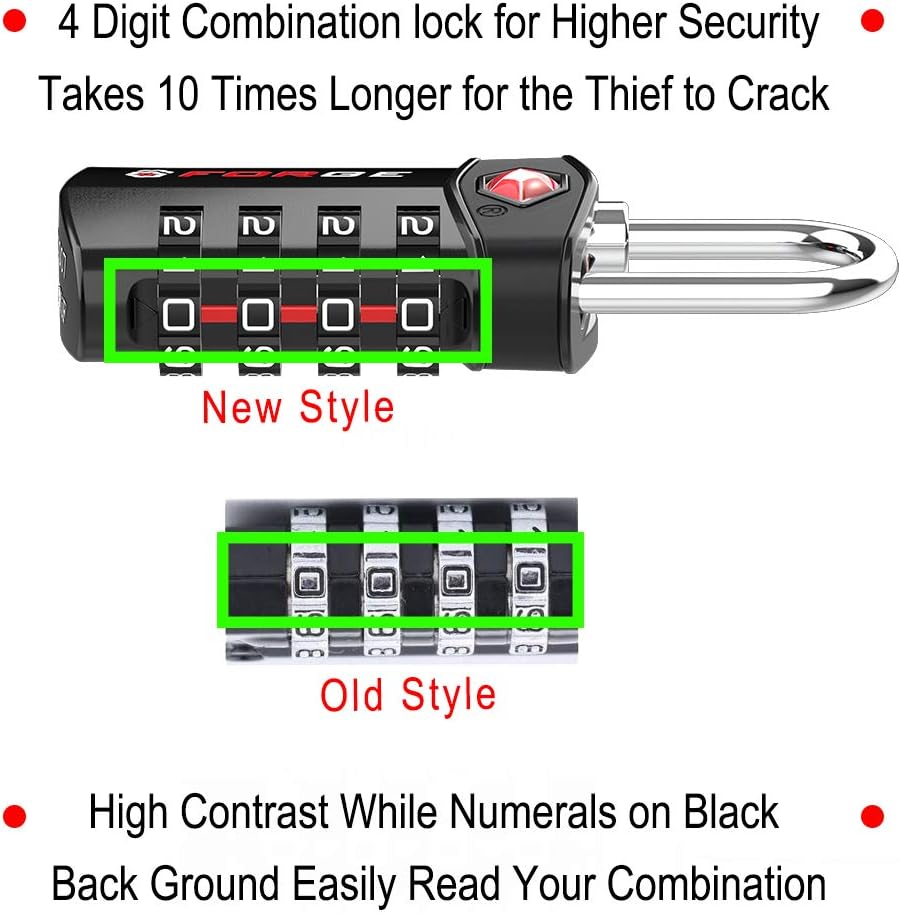 4 Digit TSA Approved Luggage Pelican case Lock, 2 Pack Black with 2 Extra Bands, Change Your Own Color and Combination, Inspection Indicator, Alloy Body : Clothing, Shoes & Jewelry