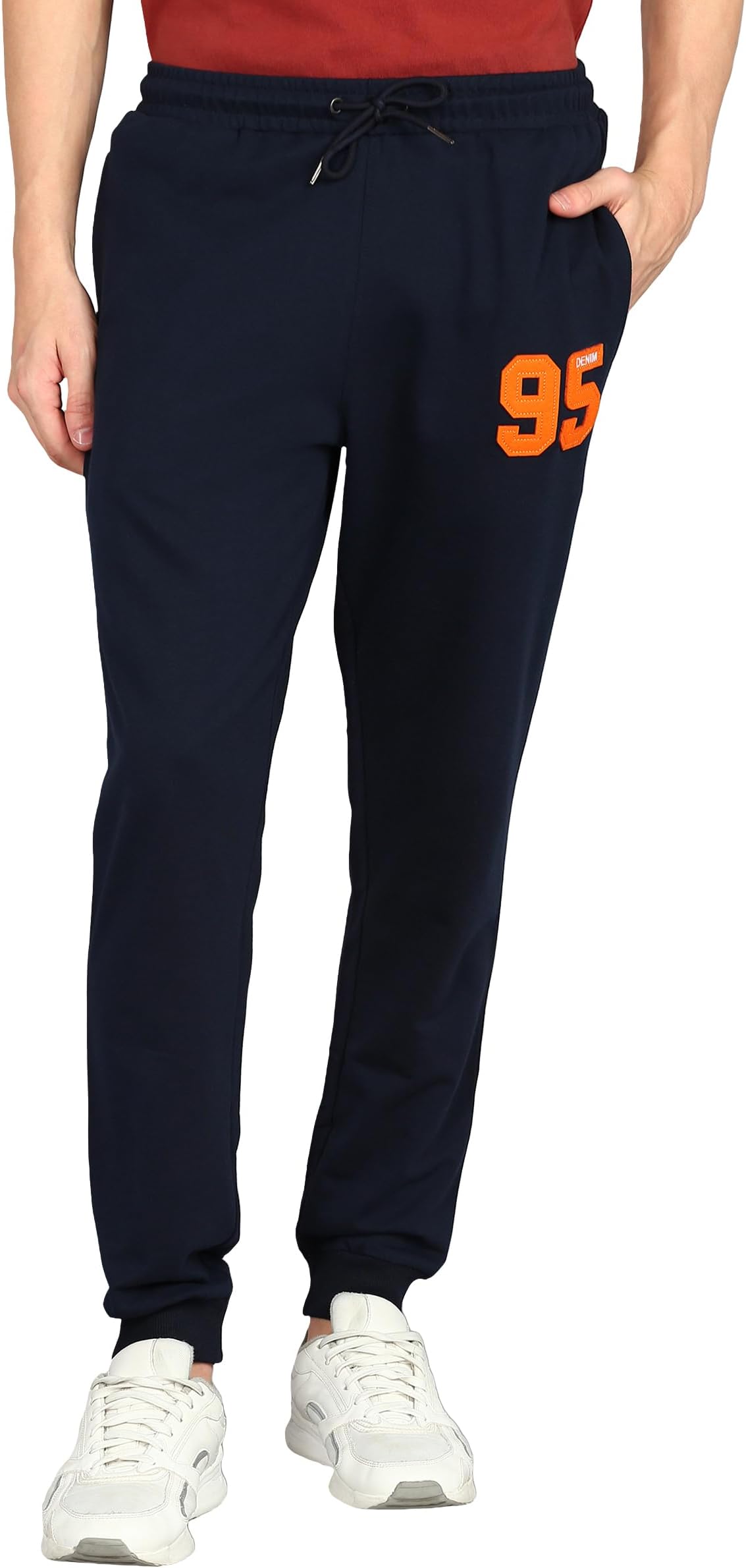 Men Mid Rise Cotton Blend Joggers Track Pants | French Terry | Zipper Pocket | Casual, Gym & Lounge Wear