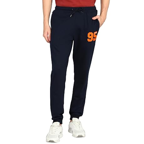 Alan Jones Clothing Men Mid Rise Cotton Blend Joggers Track Pants | French Terry | Zipper Pocket | Casual, Gym & Lounge Wear