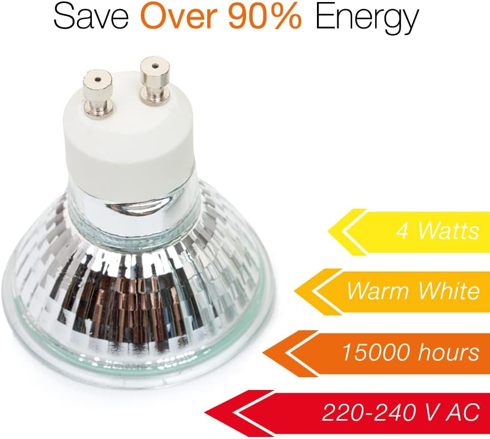 KEPLIN GU10 Led Bulbs, Pack of 5, 50 W Halogen Bulb Equivalent, 4W 350lm, Warm White Lighting 2700K, 120° Angled Beam - Image 4
