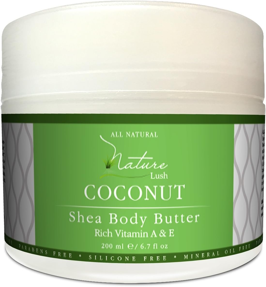 Best Coconut Body Cream - Natural & Organic – Deep Moisturizing Shea Butter with Almond by Nature Lush - 6.7 fl oz.