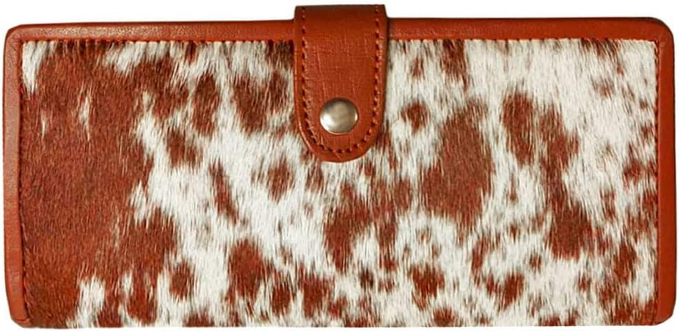 NGF Womens Zipper Wristlet Cowhide Clutch Real Leather Hair on Wallet Western Purse, Handbag Organizer for women