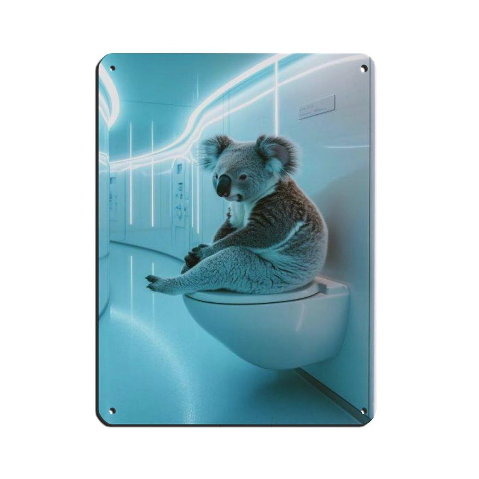 Futuristic Koala Whimsical Bathroom Retro Poster Metal Tin Sign Chic Art Retro Iron Painting Bar People Cave Cafe Family Garage Poster Wall Decoration 12x16inch(30x40cm)