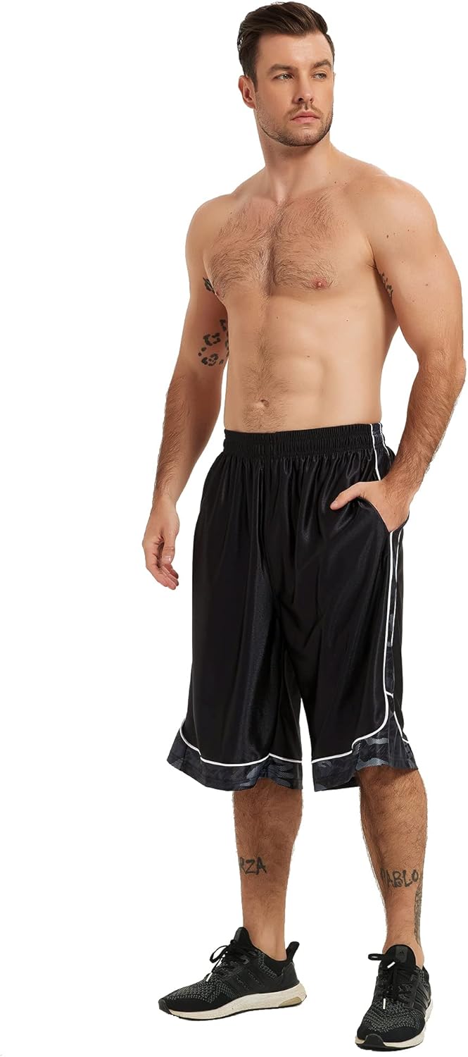 HQUEC Men's 12" Athletic Shorts Long Basketball Workout Shorts Below Knee Loose-Fit with Pockets - Image 6