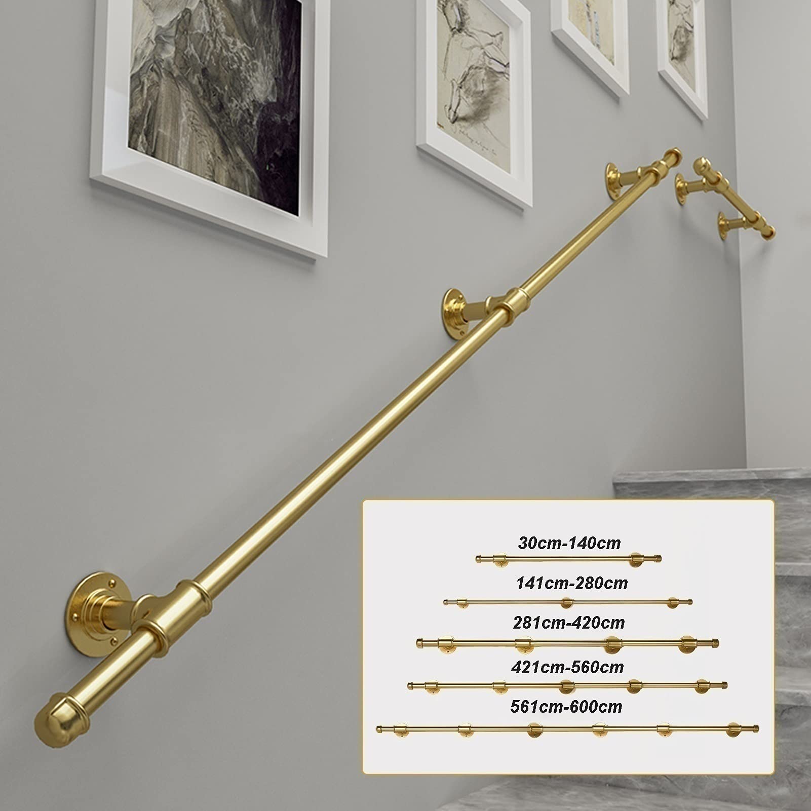 Modern Stair il - Barra de soporte de seguridad para personas mayores y discapacitadas, color dorado (180 cm)