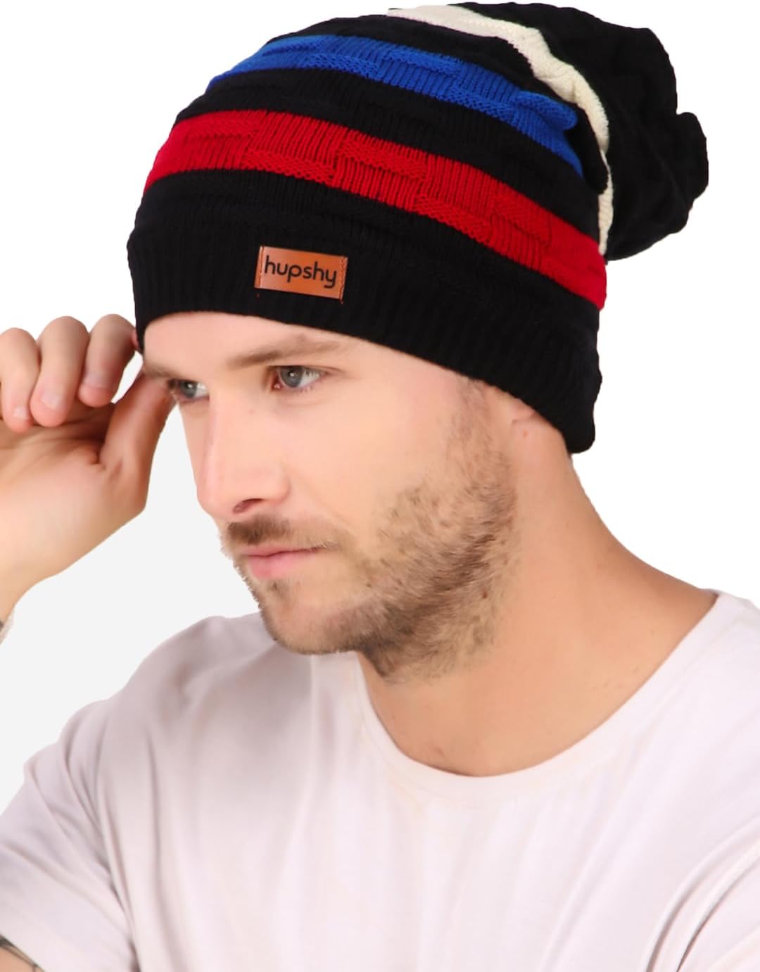 HupshyWinter Woolen Beanie Cap for Men (Multicolor, Free Size) (Pack of 1)