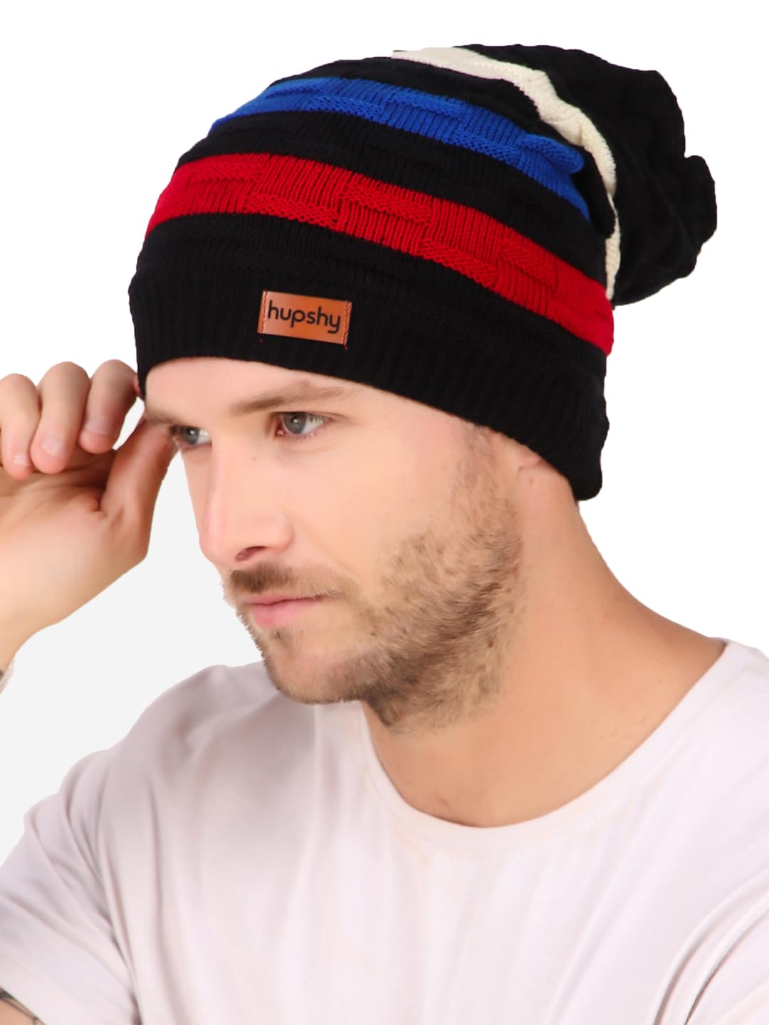 HupshyWinter Woolen Beanie Cap for Men (Multicolor, Free Size) (Pack of 1)