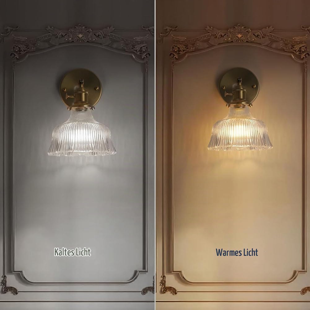2 Stück Akku Wandlampe Vintage mit Fernbedienung Dimmbar Wandleuchte Drehbar Schwenkarm Wandleuchten Messing Kristall Glas Lampenschirm Nachttischlampe USB Aufladbar Kabellos Lampe,Clear