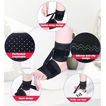 Foot Drop Brace Adjustable Foot Up Orthotic Brace Drop Foot Support Brace Soft Foot Drop Splint for Walking with Shoes Plantar Fasciitis Night Splint Brace Foot Drop Splint Fits Women & Men