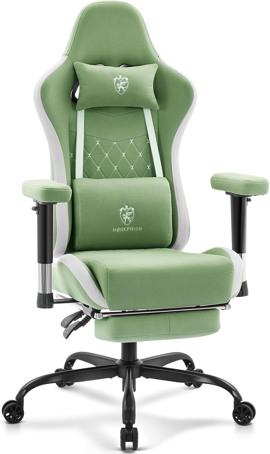 Gaming Chair Breathable Fabric,Computer Office Chair with Footrest,Massage Lumbar Support and Gel Pad,Ergonomic Reclining Gamer Chair with Adjustable Armrests and Spring Cushion Green Gaming Chair Breathable Fabric,Computer Office Chair with Footrest,Massage Lumbar Support and Gel Pad,Ergonomic Reclining Gamer Chair with Adjustable Armrests and Spring Cushion Green