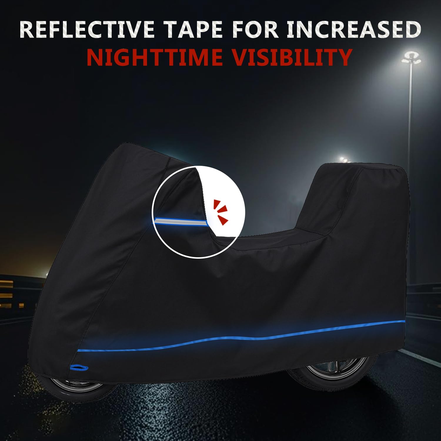 Funda para Harley （con Baúl）, Funda Moto para Honda, Cubre Moto para BMW, con Correas Antiviento y Cintas Reflectantes, Adecuada para Modelos de Suzuki, Kawasaki,Ducati,Triumph, etc.,240×100×145cm.