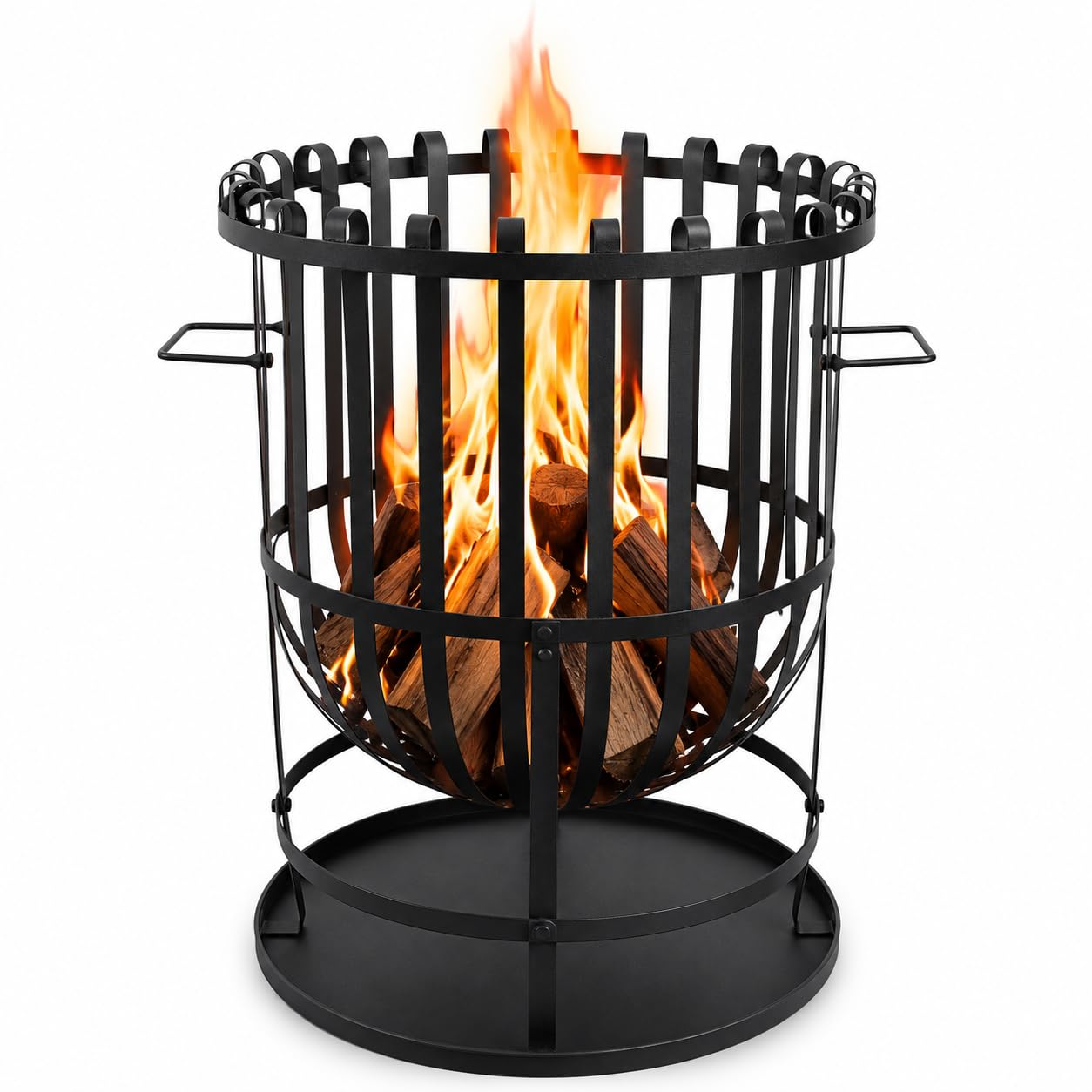 Robuster Feuerkorb Feuerstelle Eisen 55x40 cm Feuerschale mit Bodenplatte Ideal für Lagerfeuer, Garten & auf der Terrasse & HLKauf-Block