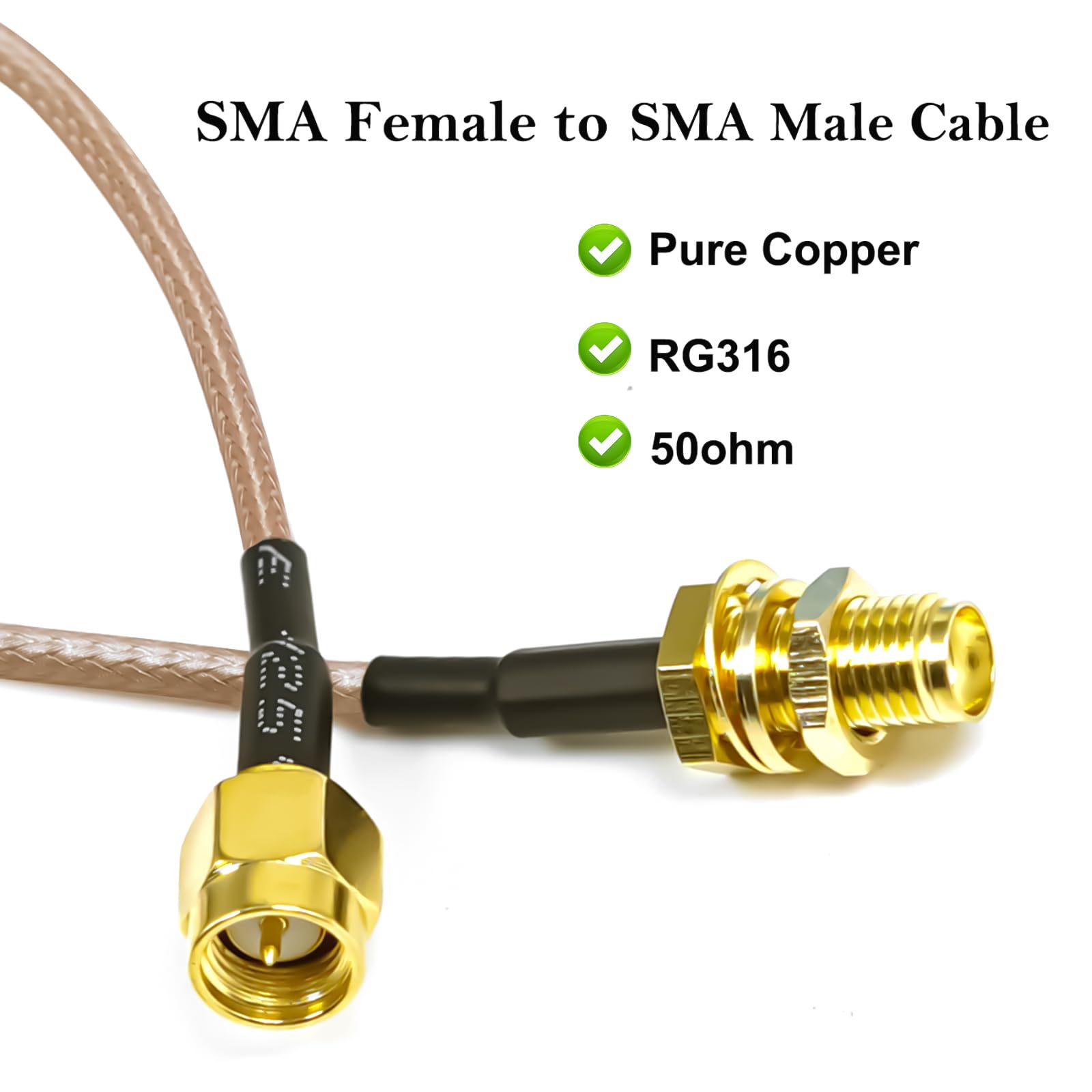 2x SMA-Pigtail-Kabel 15cm – RG316 Rechtwinklig, SMA-Stecker Auf SMA-Buchse, 50 Ohm