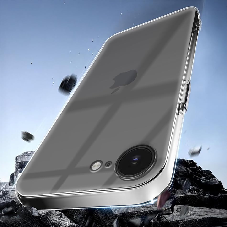 Image of Fashionury Crystal Clear Case for iPhone 16e | Yellowing Resistance | Transparent TPU Silicone | Raised Camera Lips | Slim Transparent Cover