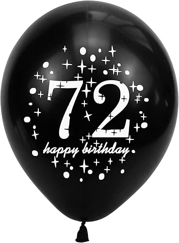 Miniatura 2 de SHUNTAI Globo de cumpleaños número 72 dorado y negro, decoraciones de cumpleaños 72 para hombres y mujeres, globos de látex con confeti, suministros