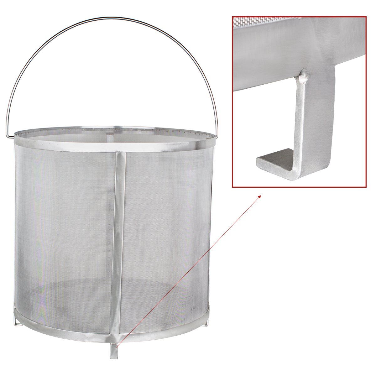Beeketal 'BBF-2' Bier Hopfen Filter Feinsieb aus Edelstahl mit sehr feinem 300 Mikron Siebgewebe (ca. 350 x 350 x 350 mm), Bierfilter z.B zum Klären von Maischeresten, zum Stellen mit Haltegriff