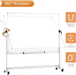 VIZ-PRO Double-Sided Mobile Whiteboard, 96 x 48 Inches, Magnetic Rolling Dry Erase White Board on Wheels with Aluminium Frame and Stand