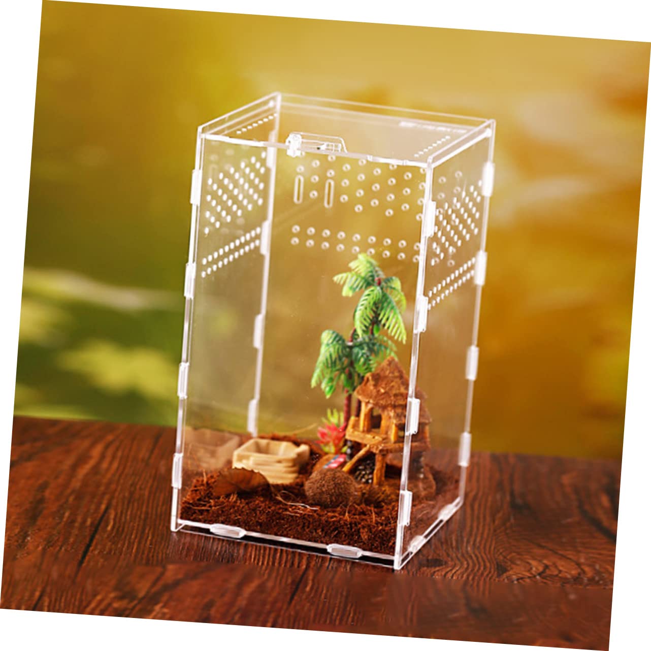 Durchsichtige Reptilien Zuchtbox aus Acryl mit Belüftungssystem | 360° Hohe Transparenz, zur Präsentation von Haustieren, für Schnecken und Vogelspinnen