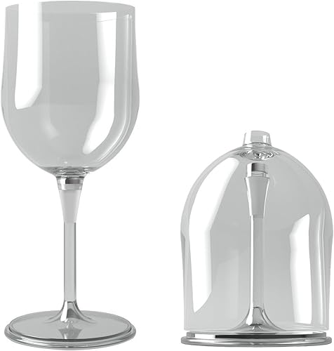 BOSO Vaso de vino de plástico plegable portátil (sin BPA) con un portador de seguridad 1 unids (transparente)