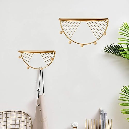 Miniatura 4 de Estante de exhibición de pared para colgar ropa, color dorado, estante de pared con organizador de almacenamiento, perfecto para el hogar, sala de