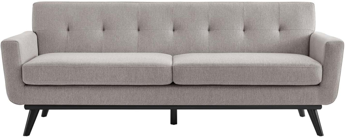 Modway Engage Modern Tufted Back Textured Fabric Sofa in Light Gray