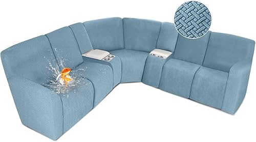 Miniatura 21 de ALIECOM Fundas 100% impermeables para sofá seccional reclinable en forma de L, funda elástica para sofá seccional reclinable de esquina, protector