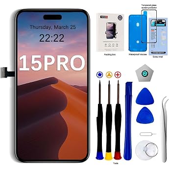 EFaith for iPhone 15 Pro Display 6.1 Inch LCD Replacement 3D Touch Face ID 6.1 LCD with 3D Touch Face ID & TrueTone Compatible Repair Kits Included
