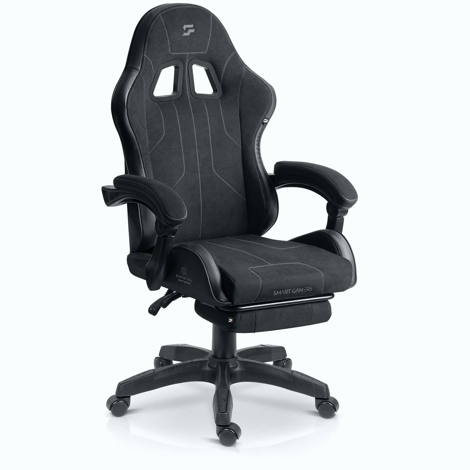Fotel Gamingowy z Podnóżkiem, Regulacją i Oparciem 140° Czarny | Lokar Ergonomiczny Fotel dla Gracza do 120 kg, Blokada Kąta Kółka 360° Profilowany Zagłówek, Setup Gamingowy Home Office