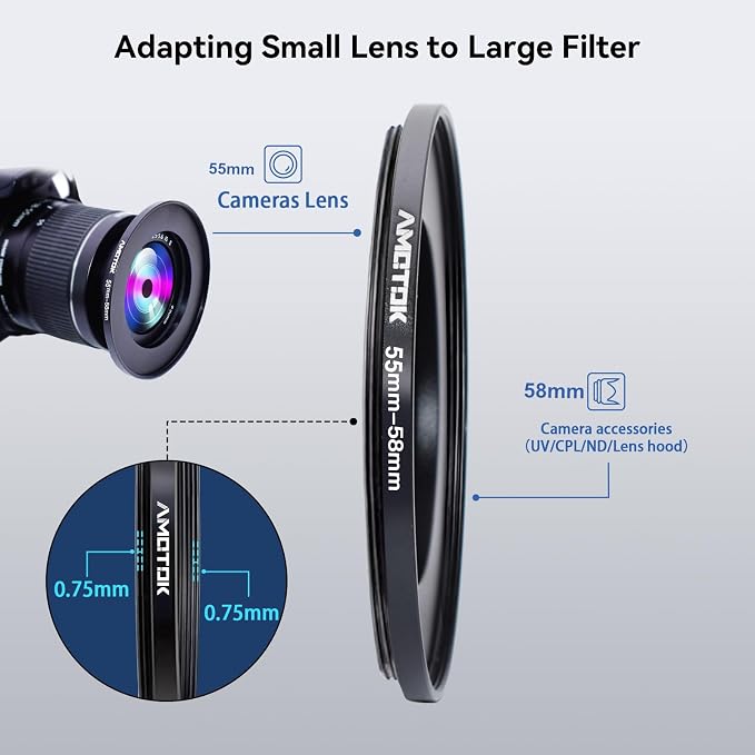 Adaptador de filtro de lente para cámara 55mm a 58mm miniatura 4