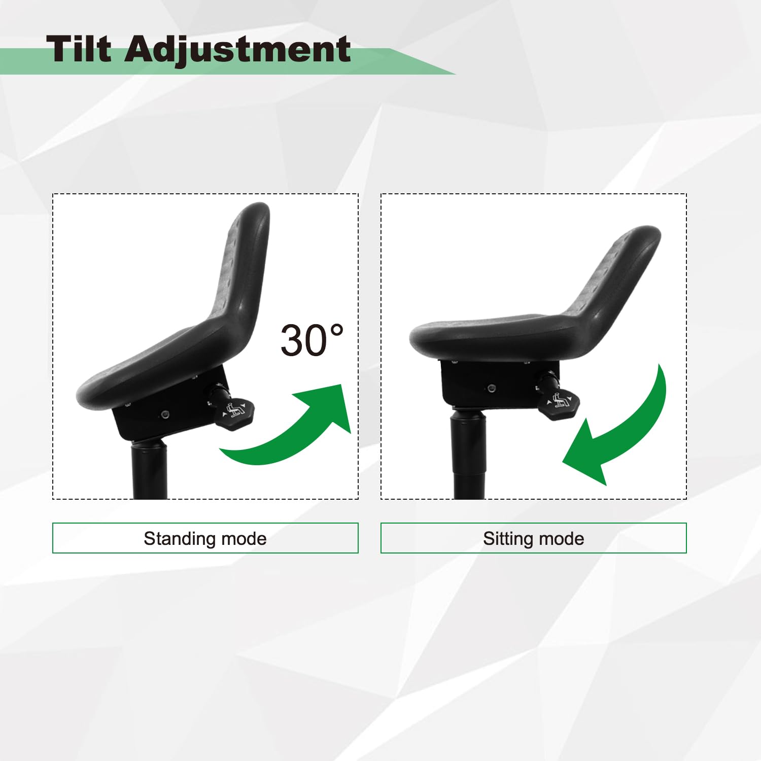 Stehhilfe ergonomisch, höhenverstellbarer Arbeitsstuhl 43-64 cm, Industrie Stehhocker mit PU-Sitzfläche, durchstichfest & leicht zu reinigen, für Büro, Labor & Produktion
