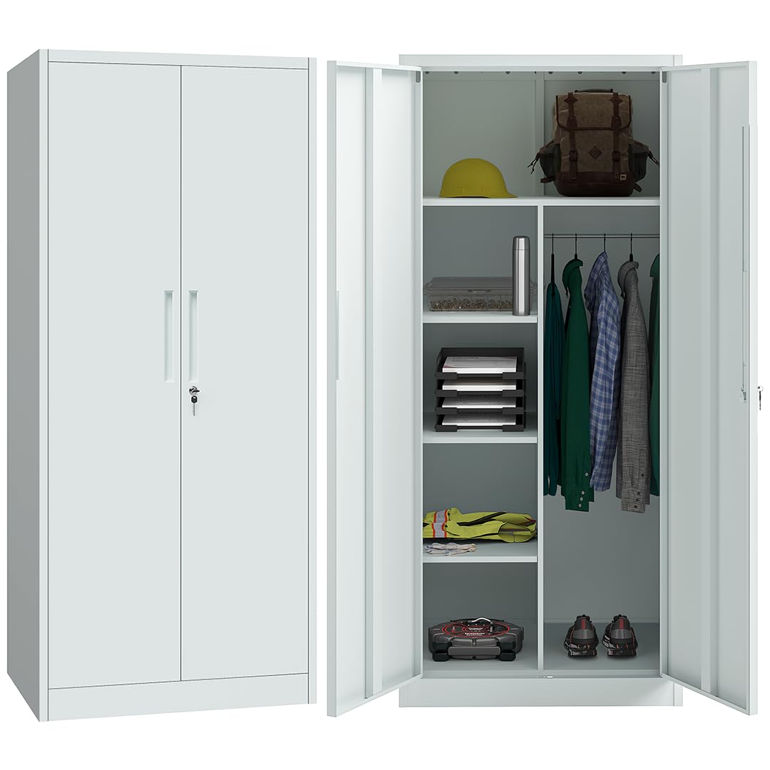 Metall-Wandschrank 70x65x34 Cm – Abschließbar Mit Verstellbarem Regal Für Garage, Büro, Haushalt