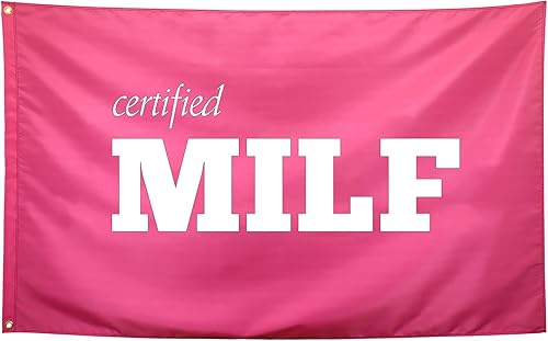 Seekamit Bandera certificada de MILF rosa, divertidas banderas de dormitorio universitario para niñas, banderas geniales para dormitorio,
