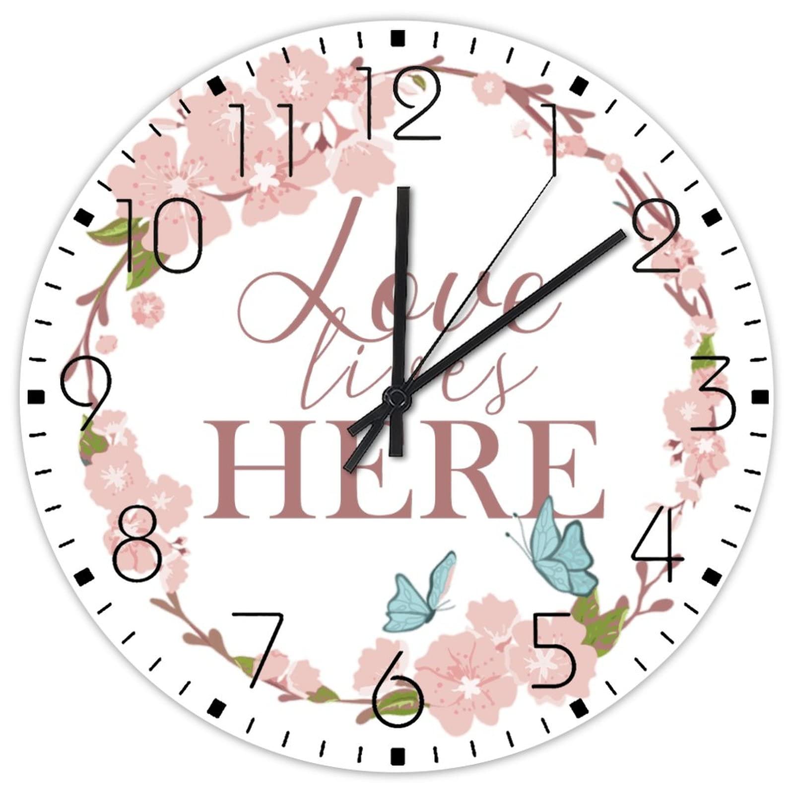 Horloge murale sans tic-tac en bois de 38 cm pour le sommeil de la chambre d'enfant