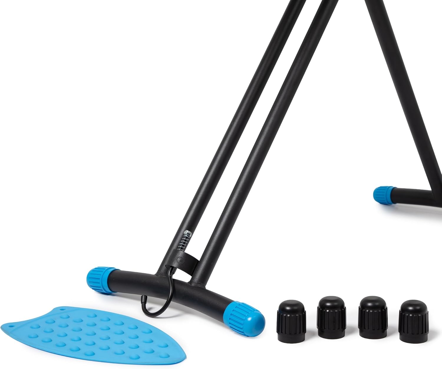 NUVO 36" Black Ironing Board – Sturdy, Dual Front Legs, 4 Layered Scorch-Resistant Charcoal Cover & Pad, Iron Rest, Hanging Hook & Free Silicone Ironing Pad - for Small Spaces & Dorm Use