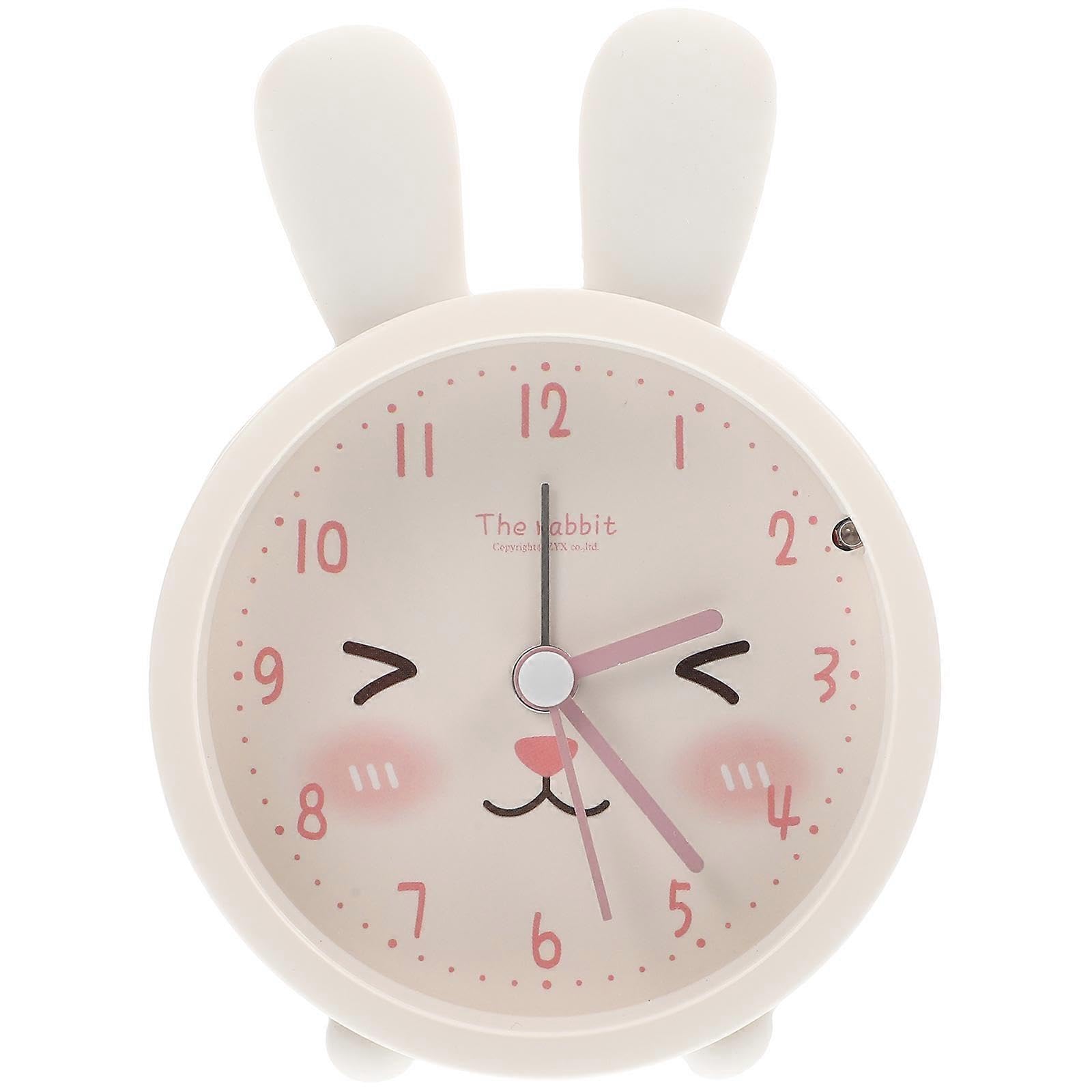 JOYHAPPST Lovely Bunny Ear Alarm Clock Mute Alarm Clock Desktop Alarm Clock No Battery