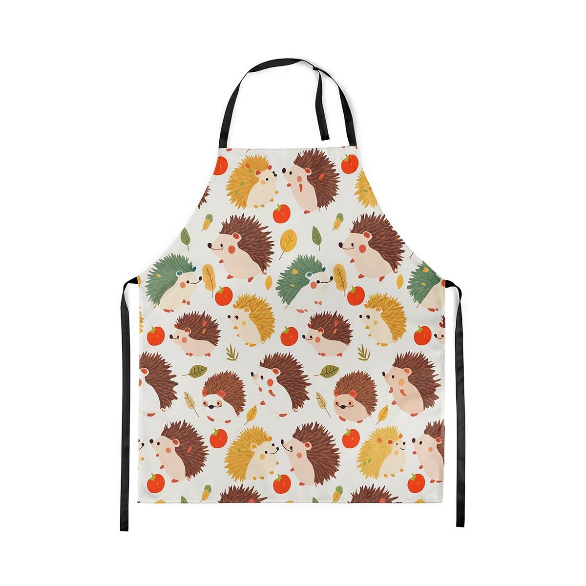 Loussiesd Cute Hedgehog Apron for Women Men 78x66cm, Kawaii Animal Hedgeho Bib Apron with Adjustable Neck,Red Tamato Fall Leaves BBQ Painting Baking Apron