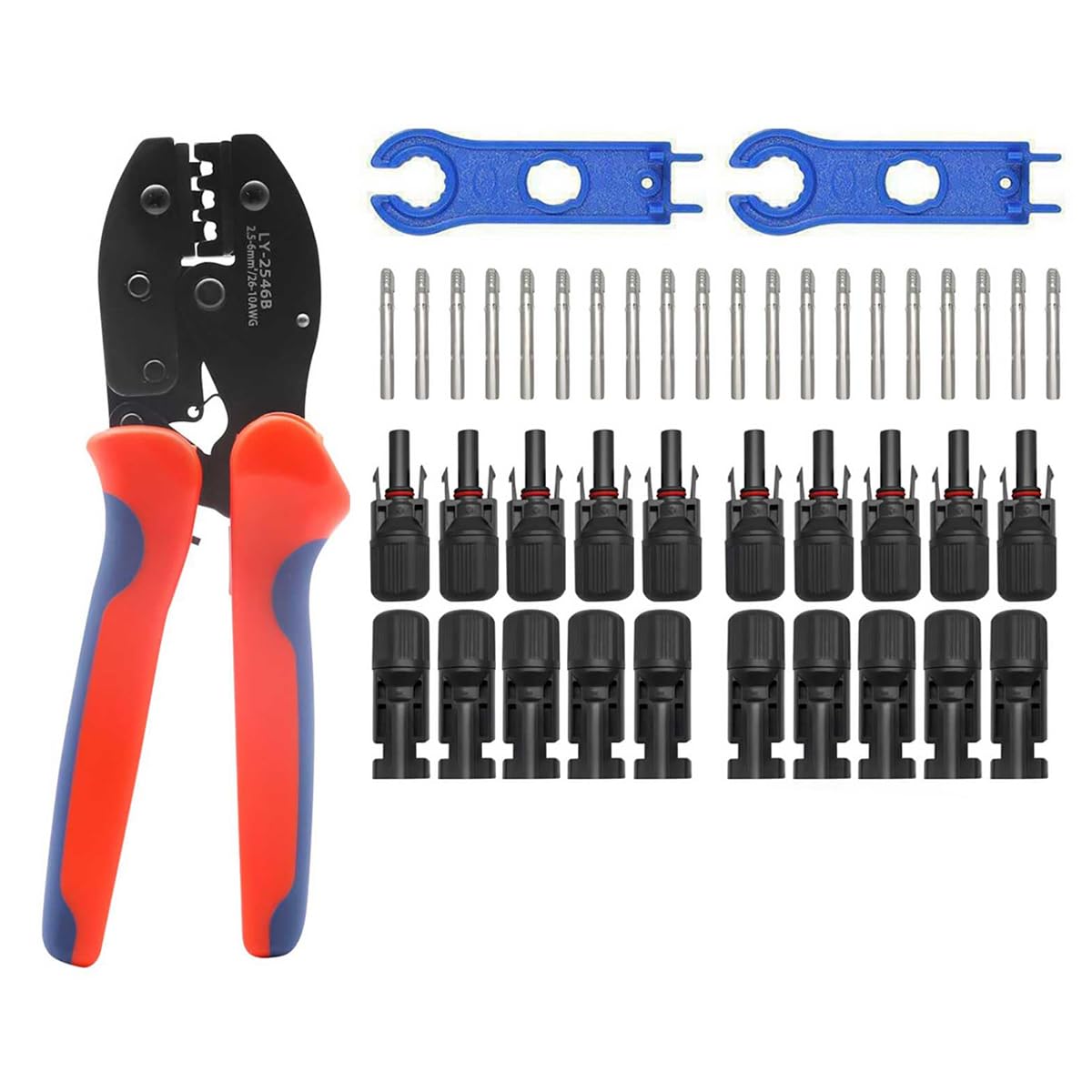Laroal Photovoltaic Tool Kit, Solar Crimping Set, Including Crimping Tool Kit And Panel Cable Connector