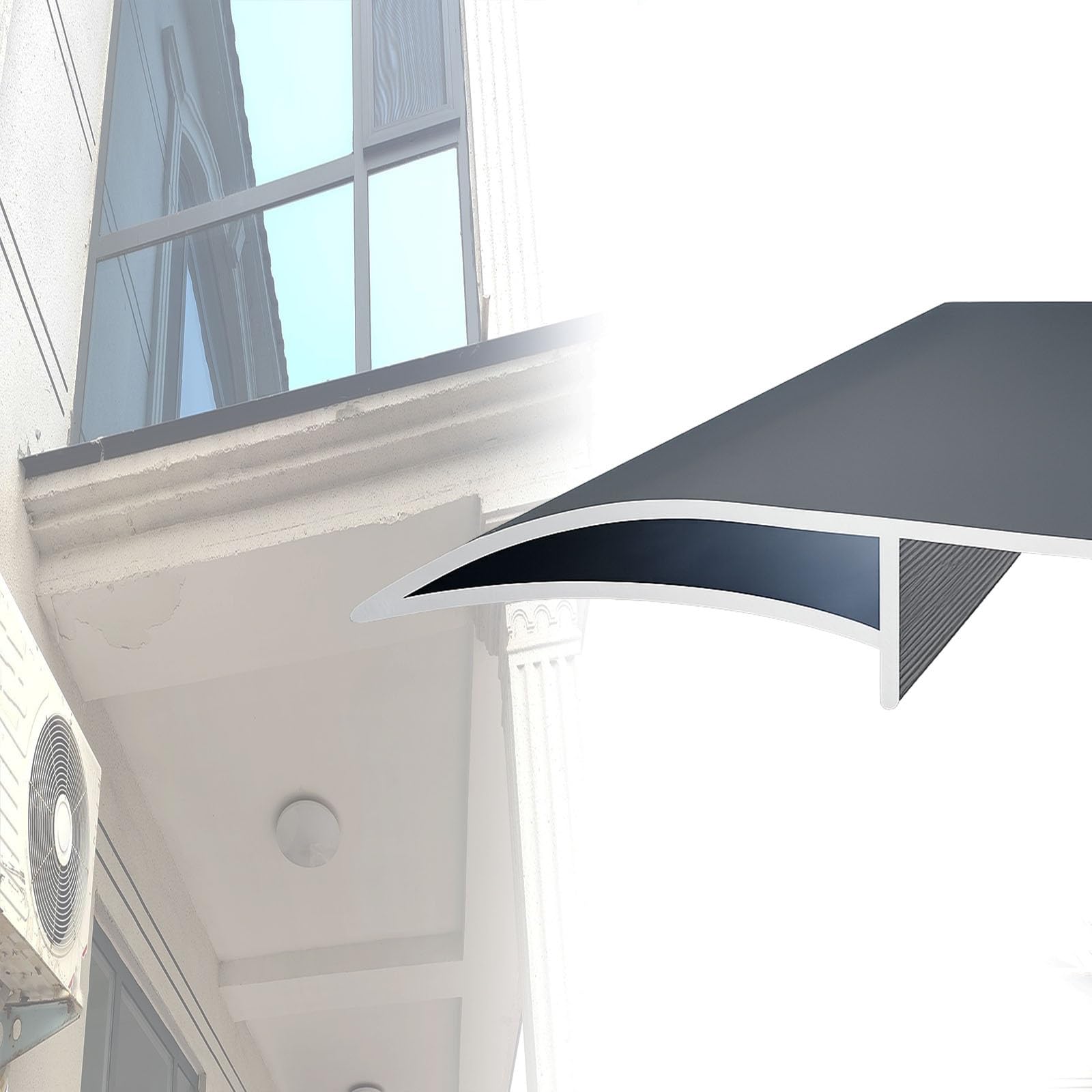vierteaguas muro exterior Líneas de goteo de pico de águila, canalones de lluvia para aleros, 1 8 12 20 piezas, molduras de moldura de goteo para paredes(Gray 1 PC)