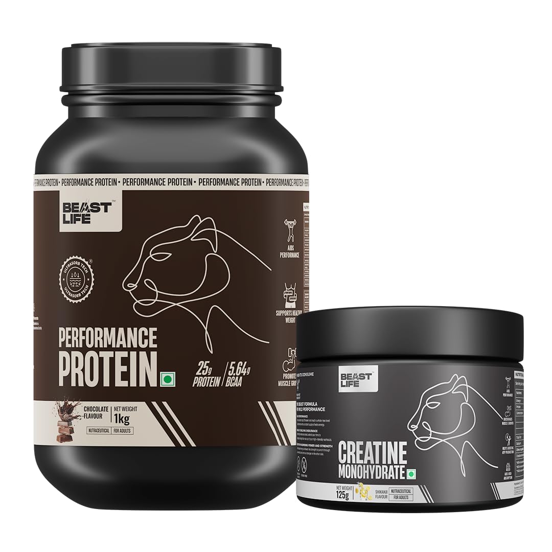BeastLife Performance Yeast Protein Powder 1Kg with Creatine Monohydrate 125g | 25g Protein | Chocolate, Shikanji | Smooth & Light, Easy to Digest with Ultrasorb Tech-image-22