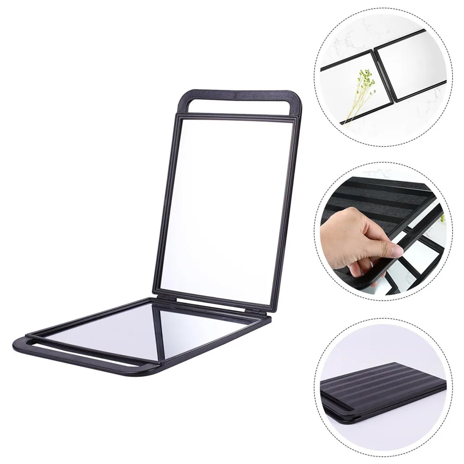 Miroir De Maquillage Portable Miroir de Maquillage de barbier Professionnel Double Face, Conception compacte et Pliable, Surface réfléchissante Haute définition