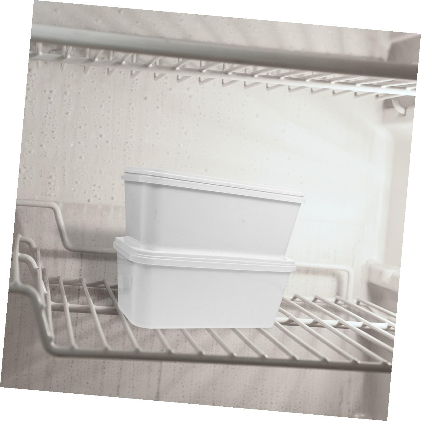 Ciieeo Contenitori Ermetici Chiusura Sicura 3 Litri per Gelato Set 2 Pezzi in Plastico Bianco Adatti per Congelatore per Conservazione Dessert e Uso Domestico