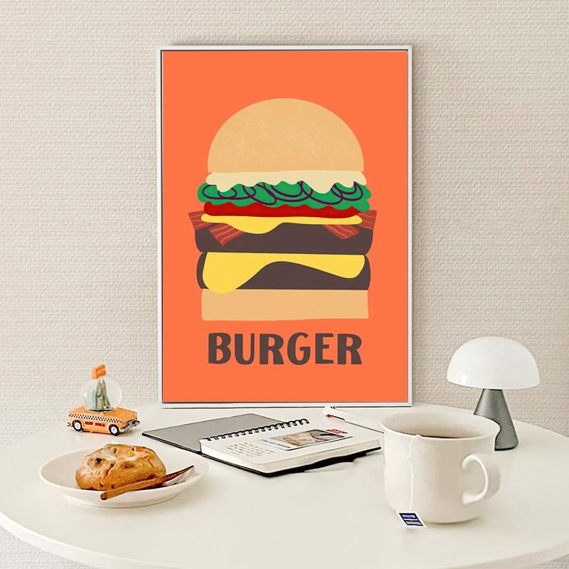 Amazon.co.jp: モダンなおいしい食べ物バーガーポスターとプリント抽象