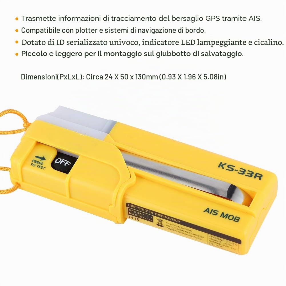 Localizzatore Personale AIS‑MOB Portatile Beacon Over Board Survivor Life Jacket SOS GPS Marine Survival Tool