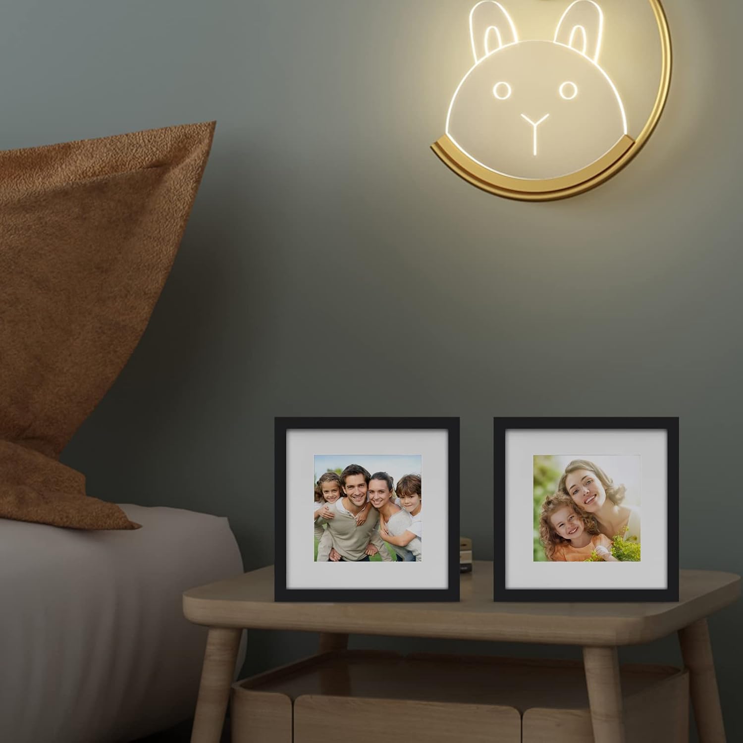 Egofine 12x12 Frame, Made of Solid Wood with HD Plexiglass for Pictures 8x8 with Mat or 12x12 without Mat, Wall Mounting Display, Set of 4, Black