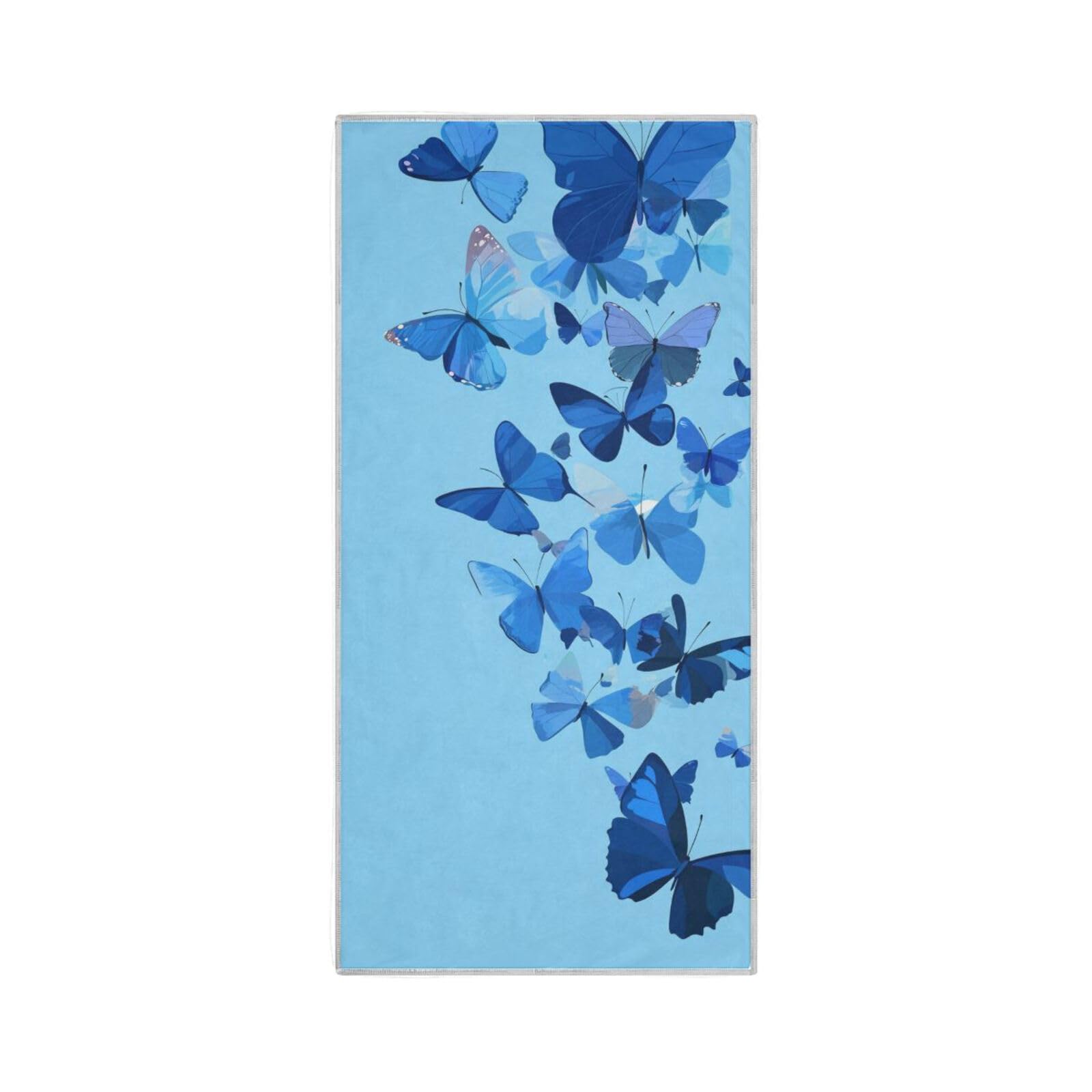 Blue Aesthetic Butterfly Art Hanging Hand Towels for Kitchen Quick Dry Towel for Bathroom washcloths for Body and face Gym Towels White Sport Towel 30