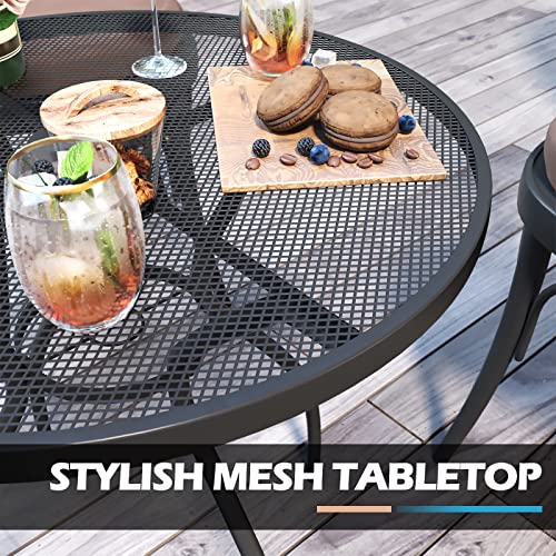 Jinlly Outdoor Patio Dining Table, 27.6 Inch Round Metal Bistro Tables With Umbrella Hole, Outside Porch Tables For Patio Backyard Garden Balcony, Dark Grey #TOP4