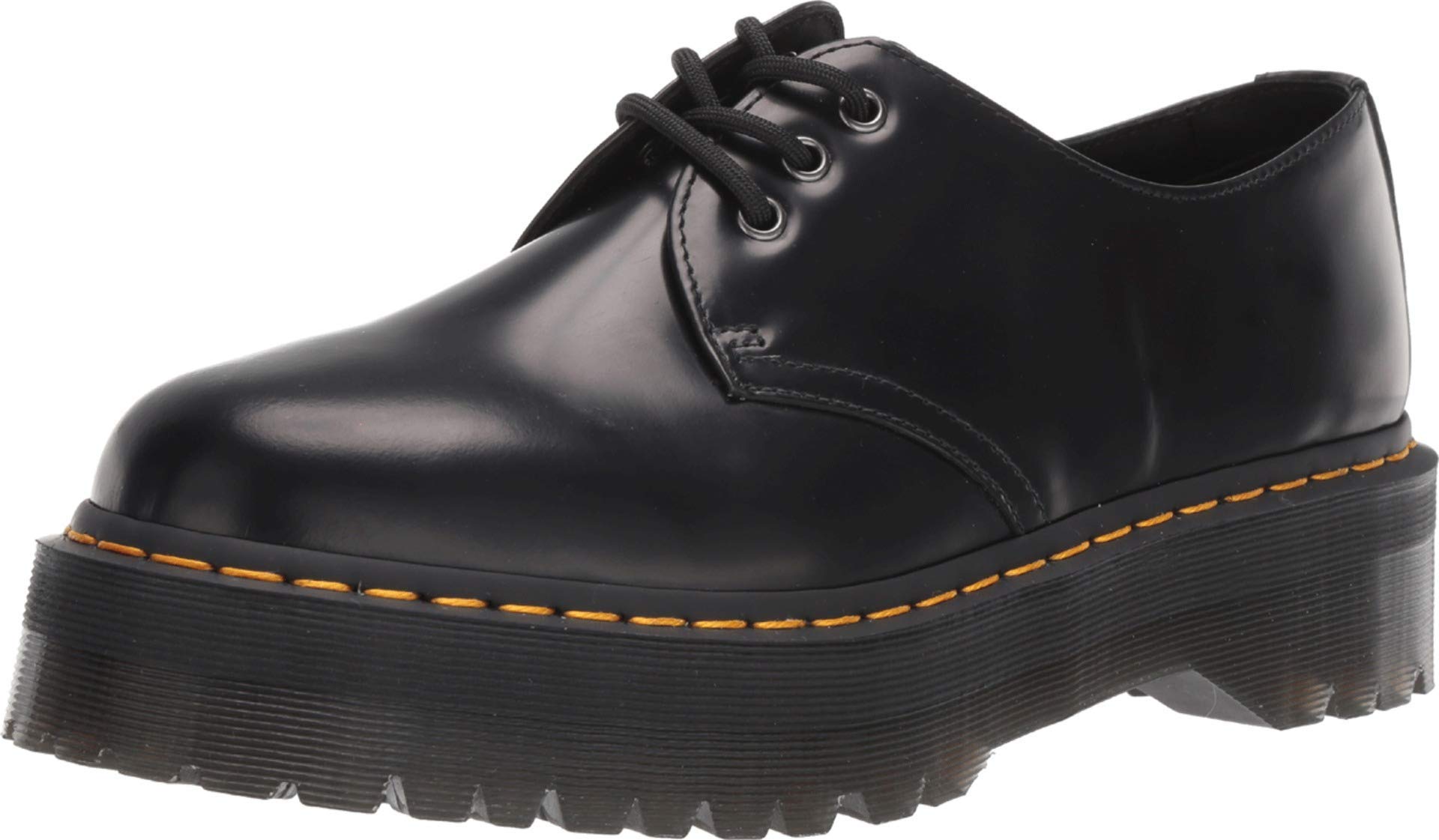 Unisex 8053 Quad Platform Shoes, Black Polished Smooth-image-15