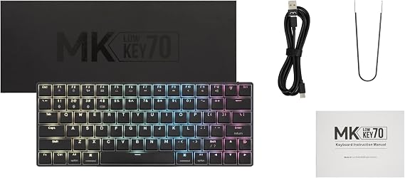 MK LowKey70 Black RGB LED Double Shot PBT Low Key Profile Hotswap Aluminum Mechanical Keyboard (Kailh Choc Red)